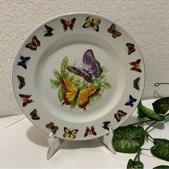 Tabletops Unlimited Butterflies Dinner Plate 10 5/8 Florals Butterfly Border A2 - Picture 3 of 7